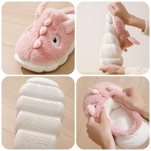 YILANLAN Cute Animal Dinosaurs Slippers for Women Men Fun House Non-slip Adult Furry Winter Indoor Outdoor slippers（9/10） - Image 4