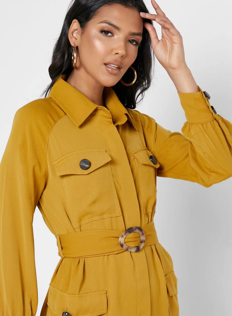 Moon River Belted Shirt Dress