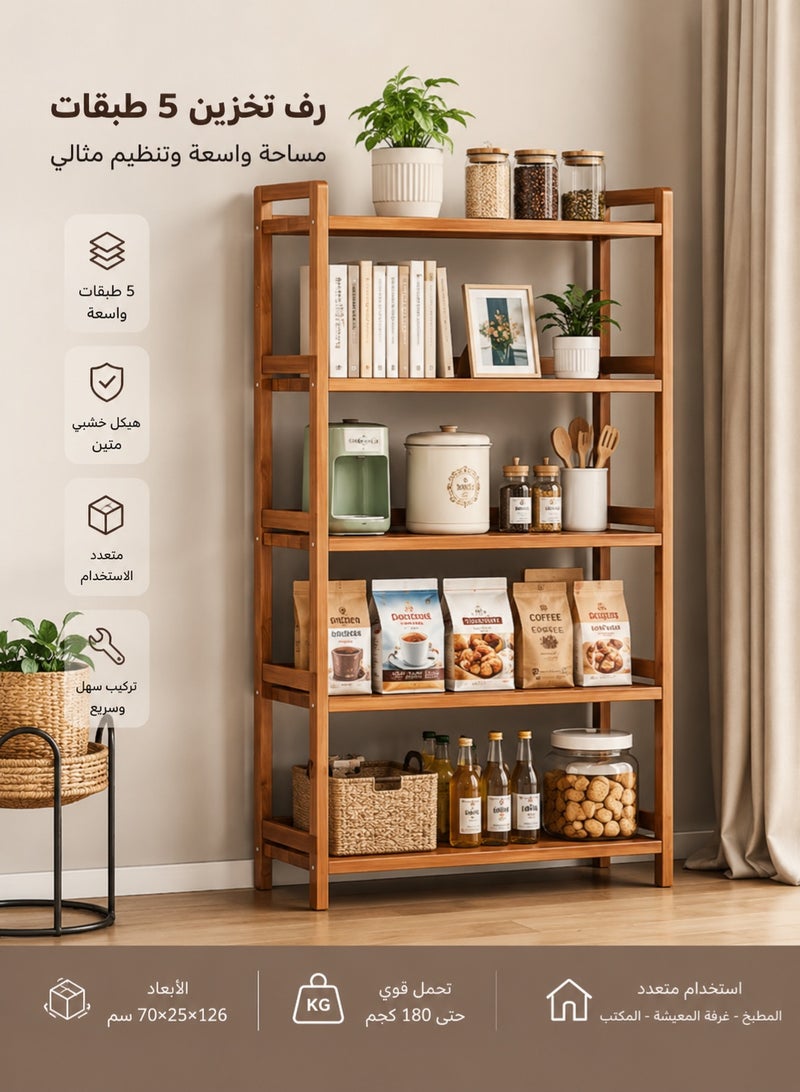 Joybos 5 Tier Bookshelf Storage Shelves Standing Shelving Kitchen Bakers Rack Open Display Rack With Cupboard Organizer Bookcase Microwave Oven Stand For Living Room And Kitchen - Image 3