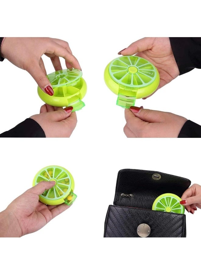 منظم حبوب الدواء، صندوق محمول للسفر مزود بـ 7 فتحات لحفظ حبوب الدواء والفيتامينات، على شكل فاكهة لطيفة - أخضر - Image 2