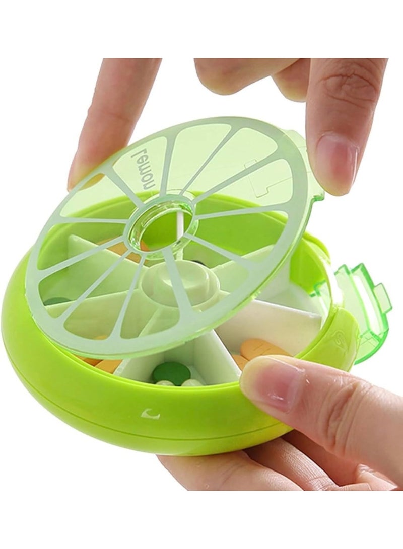 منظم حبوب الدواء، صندوق محمول للسفر مزود بـ 7 فتحات لحفظ حبوب الدواء والفيتامينات، على شكل فاكهة لطيفة - أخضر - Image 3