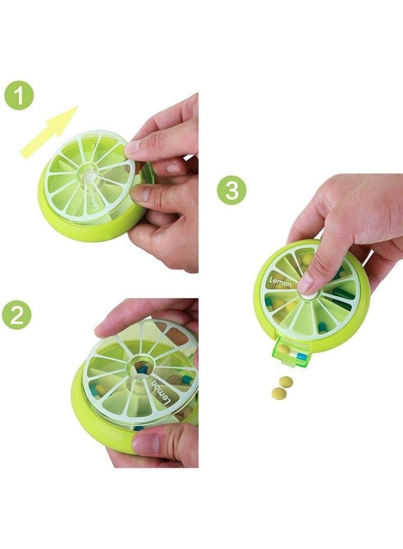 منظم حبوب الدواء، صندوق محمول للسفر مزود بـ 7 فتحات لحفظ حبوب الدواء والفيتامينات، على شكل فاكهة لطيفة - أخضر - Image 4