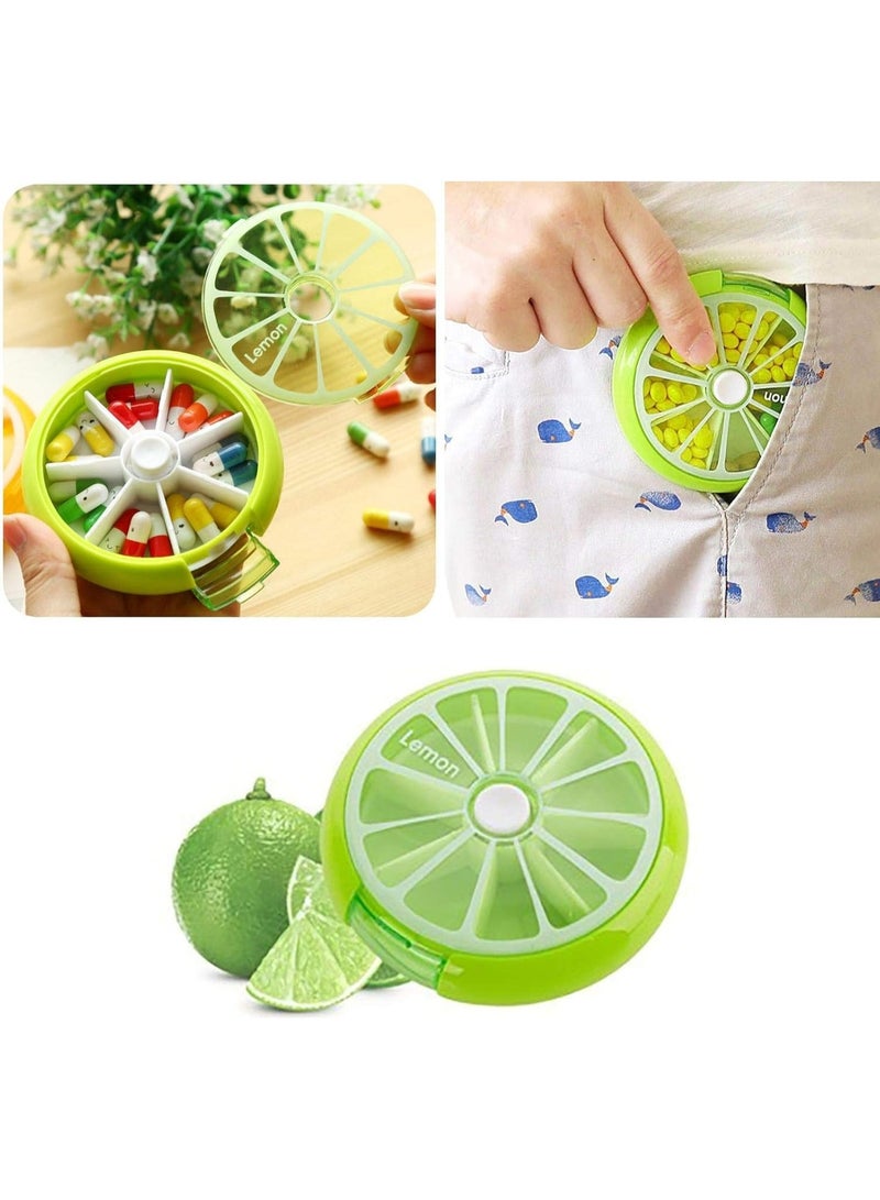 منظم حبوب الدواء، صندوق محمول للسفر مزود بـ 7 فتحات لحفظ حبوب الدواء والفيتامينات، على شكل فاكهة لطيفة - أخضر - Image 5