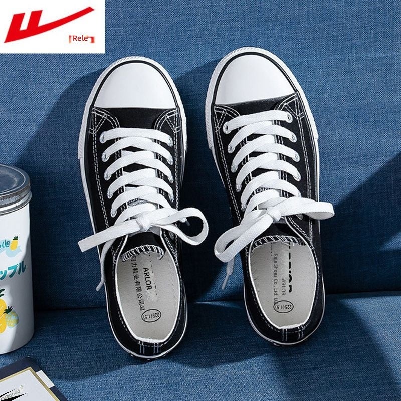 Warrior All-black canvas lace-up shoes for men and women—low-top, trendy, versatile, breathable footwear for summer 2025. - Image 1