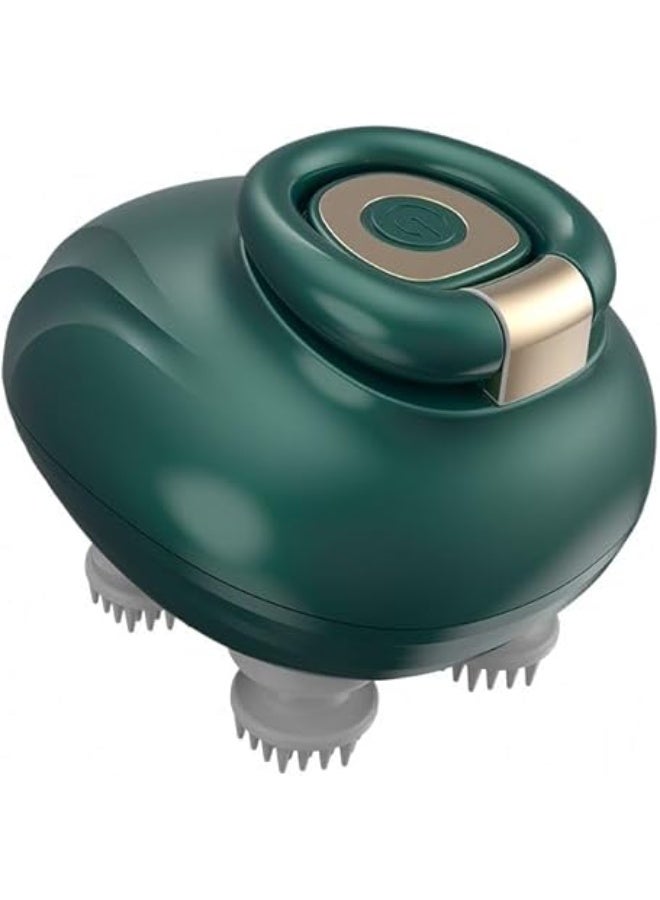 Electric Scalp Massager with 4 Heads - Portable, Cordless, Green - Image 1