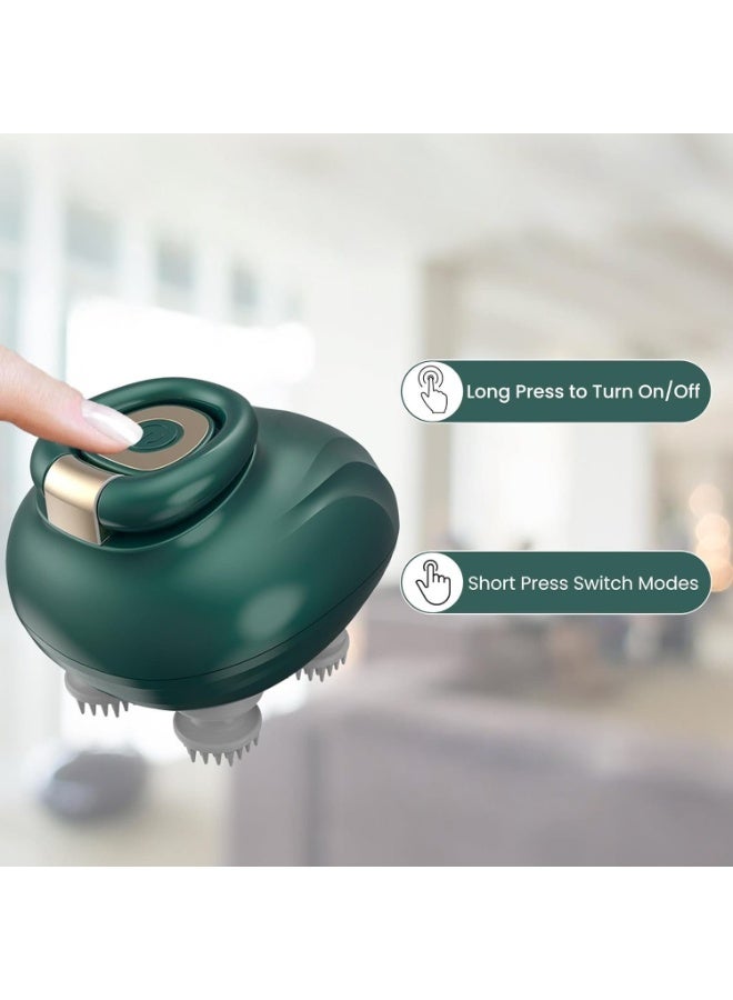 Electric Scalp Massager with 4 Heads - Portable, Cordless, Green - Image 2