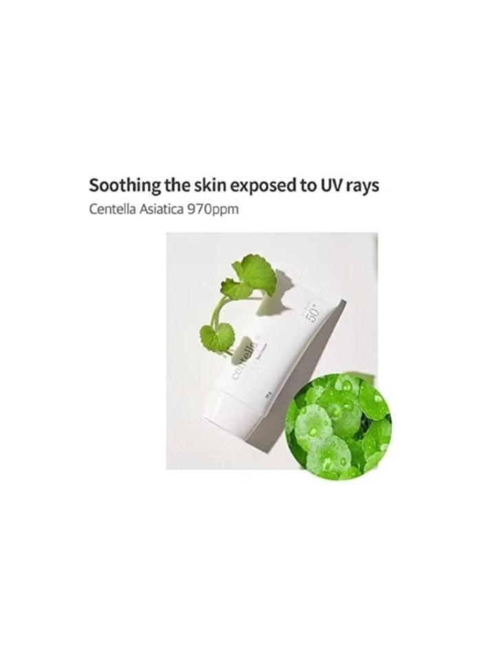 مكس سون Centella Asiatica Suncream 1.76 أوقية / 50 غرام  واقي شمسي كيميائي 100٪ SPF 50 + PA + + + + + + ، بدون صب أبيض ، واقي شمسي خفيف الوزن لجميع أنواع البشرة  EWG الأخضر ، خالي من العطور - Image 3