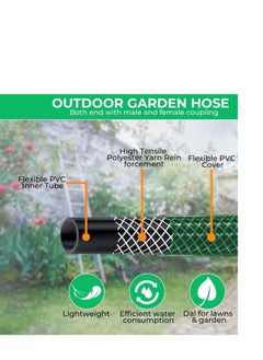 Generic Flexible 50m garden hose with accessories including a hose adapter with threaded coupling and an adjustable sprayer head, suitable for domestic and professional use  - Image 4