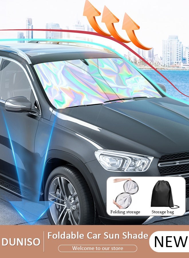 DUNISO Foldable Car Windshield Sun Shade, Front Windshield Sun Shade Blocks UV Rays, Sun Visor Protector, Keeps Vehicle Cooler, Keep Your Vehicle Cool And Damage Free For Most Cars - Image 1