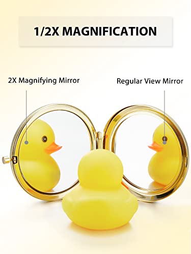 Getinbulk Compact Mirror for Purse, Double-Sided 1X/2X Magnifying Metal Pocket Makeup Mirrors(Round,Gold) - Image 3