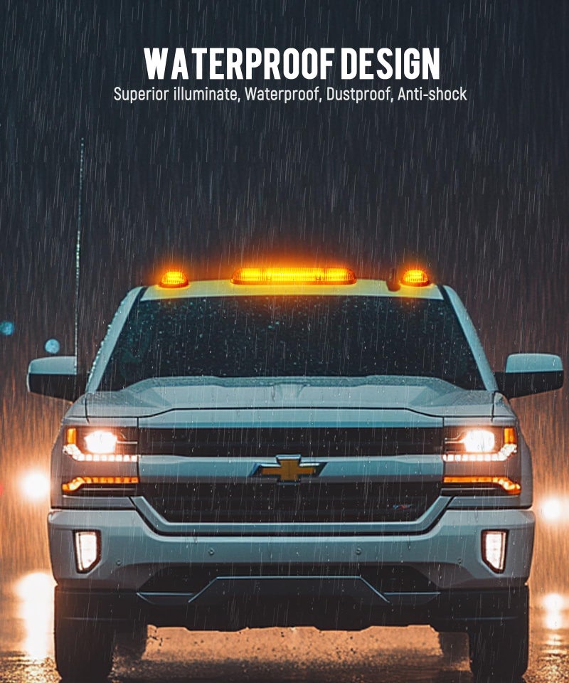 Partsam 3PCS Amber LED Cab Roof Marker Light Top Running Lights w/Wiring Compatible with Silverado/Sierra 1500 1500HD 2500 2500HD 3500 2002 2003 2004 2005 2006 2007 Pickup Trucks - Image 4