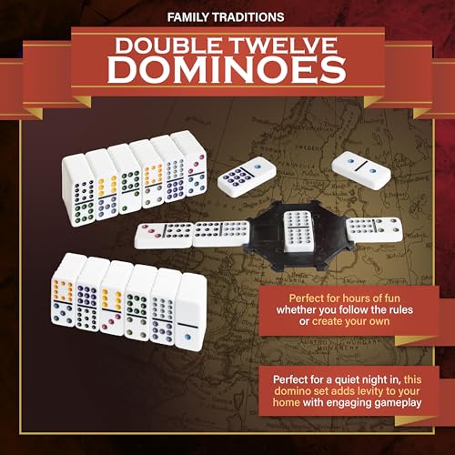 Continuum Games Family Traditions Double 12 Dominoes Tin Crystalline Dominoes - Image 5