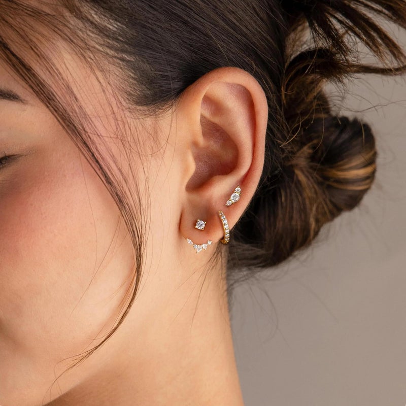 YEEZII Gold Stud Earrings for Women, 6 Pairs 14K Hypoallergenic Cartilage Earrings for Multiple Piercing, Dainty Small Stackable Hoop Ball Earrings Set (Gold-3 Pairs) - Image 2