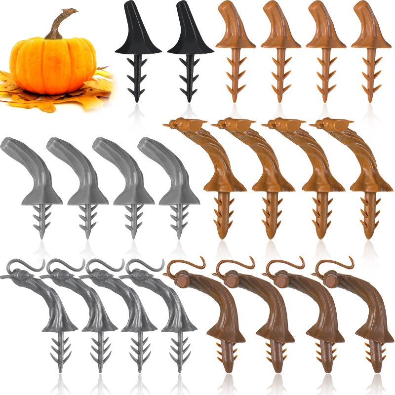Maitys 24 Pieces Thanksgiving Fake Pumpkin Stems Plastic Pumpkin Stems for Crafts Plastic Pumpkin Head DIY Handle Harvest Pumpkin Supplies Artificial Pumpkin Head Crafts for Halloween Thanksgiving Decoration - Image 1
