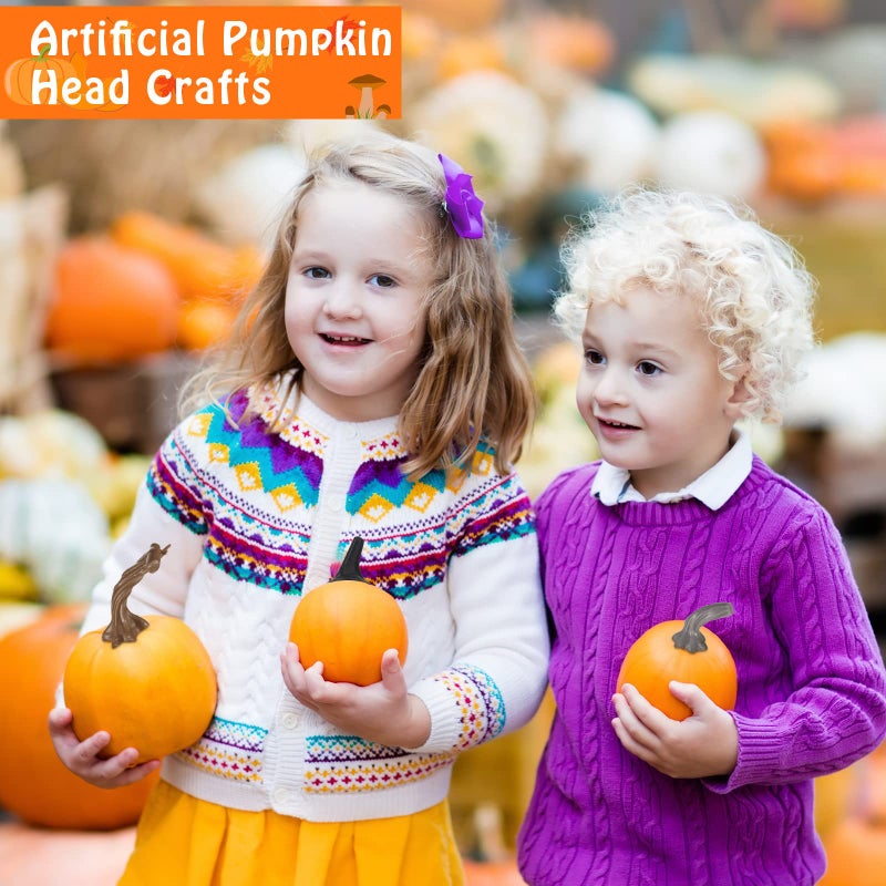 Maitys 24 Pieces Thanksgiving Fake Pumpkin Stems Plastic Pumpkin Stems for Crafts Plastic Pumpkin Head DIY Handle Harvest Pumpkin Supplies Artificial Pumpkin Head Crafts for Halloween Thanksgiving Decoration - Image 2