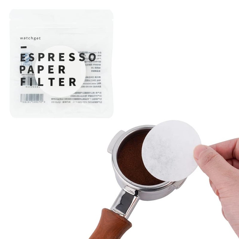 watchget 58mm Espresso Paper Filters 100 Pcs Disposable Unbleached Coffee Filter Papers for Espresso Machines Puck Screen Portafilter Baskets Compatible with 58mm Portafilters