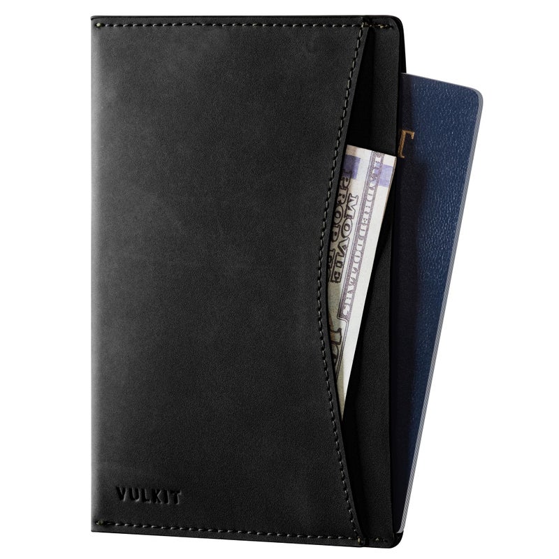 VULKIT Passport Cover Ultra Slim Design Leather Passport Sleeve RFID Blocking with 2 Card Slots, Anti-Theft Travel Essentials - Image 1