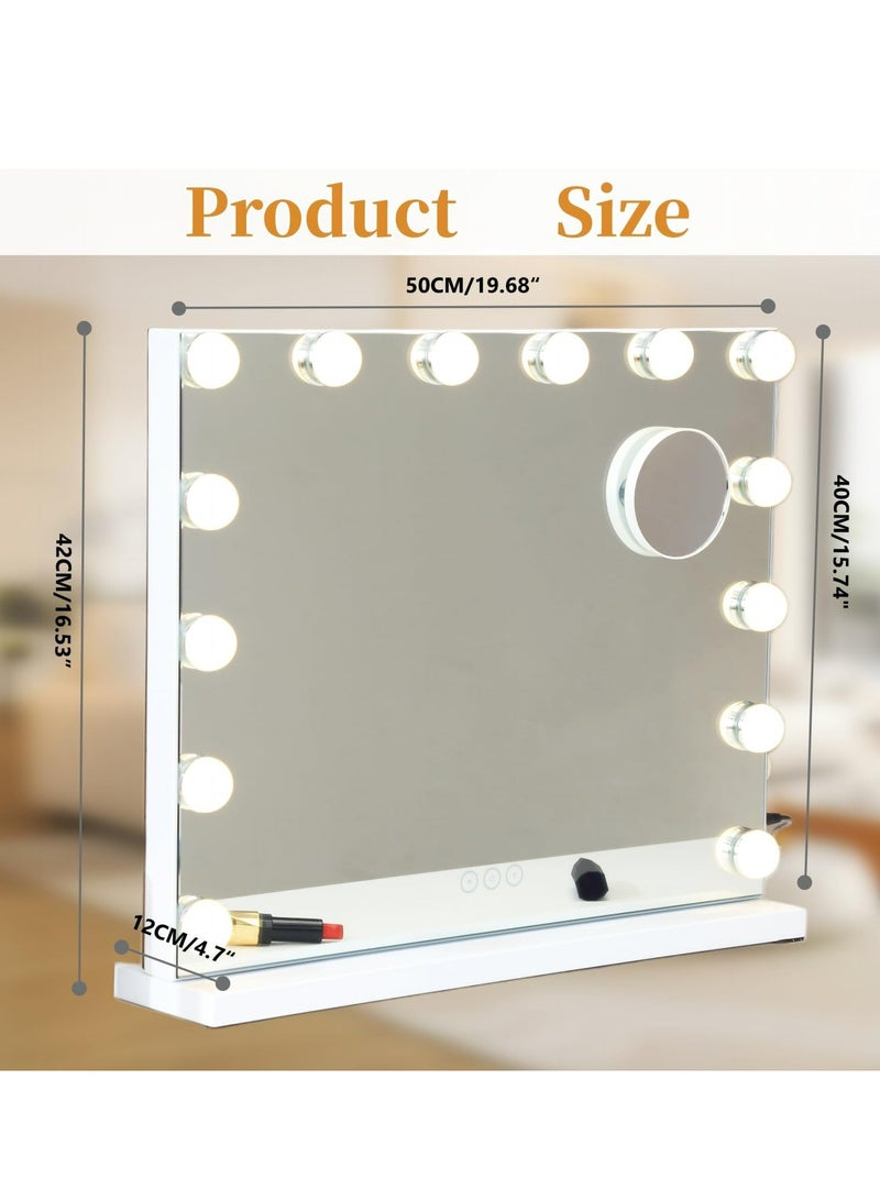 Joyelink Vanity Mirror with Lights Lighted Makeup Mirror with Dimmable LED Bulbs,3 Color Lighting Modes,USB Charging Port Touch Control,Sturdy Metal Frame Design,White (19.7"L x 16.6"W) - Image 3