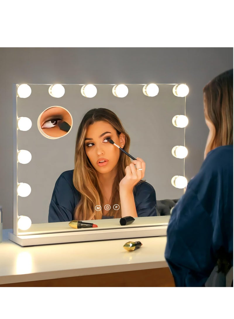 Joyelink Vanity Mirror with Lights Lighted Makeup Mirror with Dimmable LED Bulbs,3 Color Lighting Modes,USB Charging Port Touch Control,Sturdy Metal Frame Design,White (19.7"L x 16.6"W) - Image 5