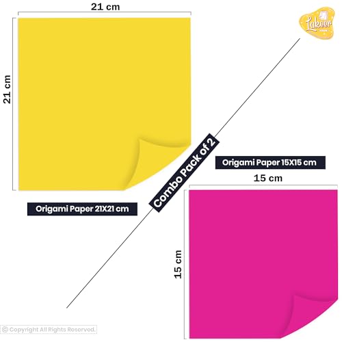 Lakeer Combo Pack 21 cm X 21 cm Origami Paper Pack of 100 Sheets + 15 cm X 15 cm Origami Paper 100 Sheets Combo Pack of 2 for Scrapbooking, Craft Project - Image 3