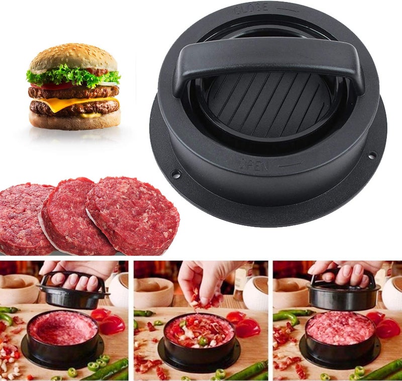 EPPARN Burger Press, Hamburger Press Patty Maker With 100Pcs Hamburger Patty Paper, 3 in 1 Non Stick Patty Mold for Stuffed Burgers, Sliders, Veggie Beef Burger, Kitchen Barbecue Tool Grilling Accessories - Image 4