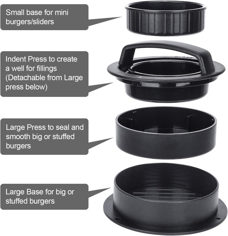 EPPARN Burger Press, Hamburger Press Patty Maker With 100Pcs Hamburger Patty Paper, 3 in 1 Non Stick Patty Mold for Stuffed Burgers, Sliders, Veggie Beef Burger, Kitchen Barbecue Tool Grilling Accessories - Image 2