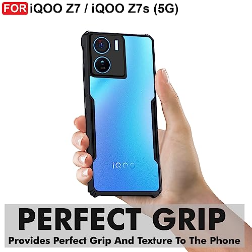 CEDO Backcover for iQOO Z7 / iQOO Z7s (5G) | Camera Protection Shockproof Bumper-Edge | Acrylic Crystal Clear 360 Degree Protection TPU+PC | Transparent Eagle Back Case Cover (Black) - Image 2