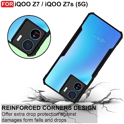 CEDO Backcover for iQOO Z7 / iQOO Z7s (5G) | Camera Protection Shockproof Bumper-Edge | Acrylic Crystal Clear 360 Degree Protection TPU+PC | Transparent Eagle Back Case Cover (Black) - Image 3
