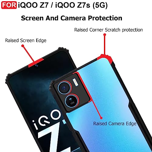 CEDO Backcover for iQOO Z7 / iQOO Z7s (5G) | Camera Protection Shockproof Bumper-Edge | Acrylic Crystal Clear 360 Degree Protection TPU+PC | Transparent Eagle Back Case Cover (Black) - Image 4