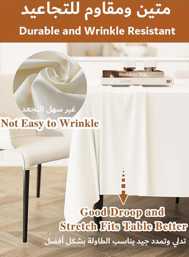 Table Cloth Elegant Creamy Color Tablecloth High Quality Waterproof Premium Coffee Mat Easy to Clean Banquet Party Dining Table Cover Oil Pollution Prevention  - Image 3
