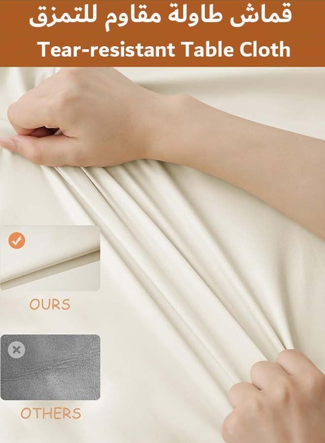 Table Cloth Elegant Creamy Color Tablecloth High Quality Waterproof Premium Coffee Mat Easy to Clean Banquet Party Dining Table Cover Oil Pollution Prevention  - Image 4