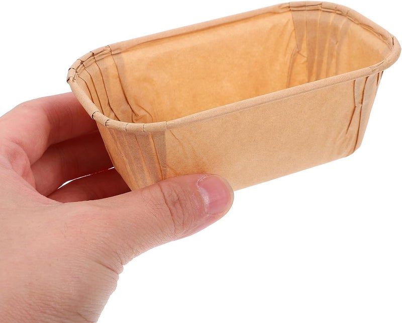 Healeved Cupcake Liners for Baking, 50pcs Khaki Rectangular Paper Baking Cups, Greaseproof Muffin Liners for Party Dessert and Bakery Supplies - Image 3