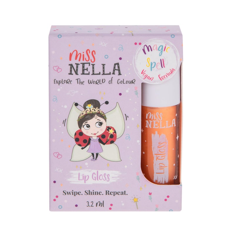 MISS NELLA Magic Spell Lip Gloss, Peach hydrating children Lip Gloss, watermelon scent, gentle on the skin. gives a sheer kiss of colour, with extra shine. - Image 1