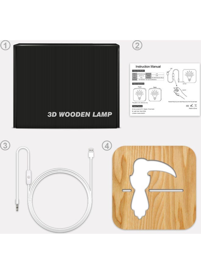 NIBEMINENT Wooden Creative Night Table Lamp Beige 19x19cm - Image 4