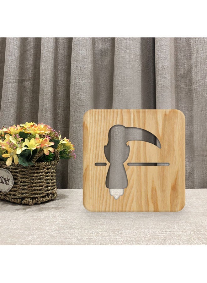 NIBEMINENT Wooden Creative Night Table Lamp Beige 19x19cm - Image 3