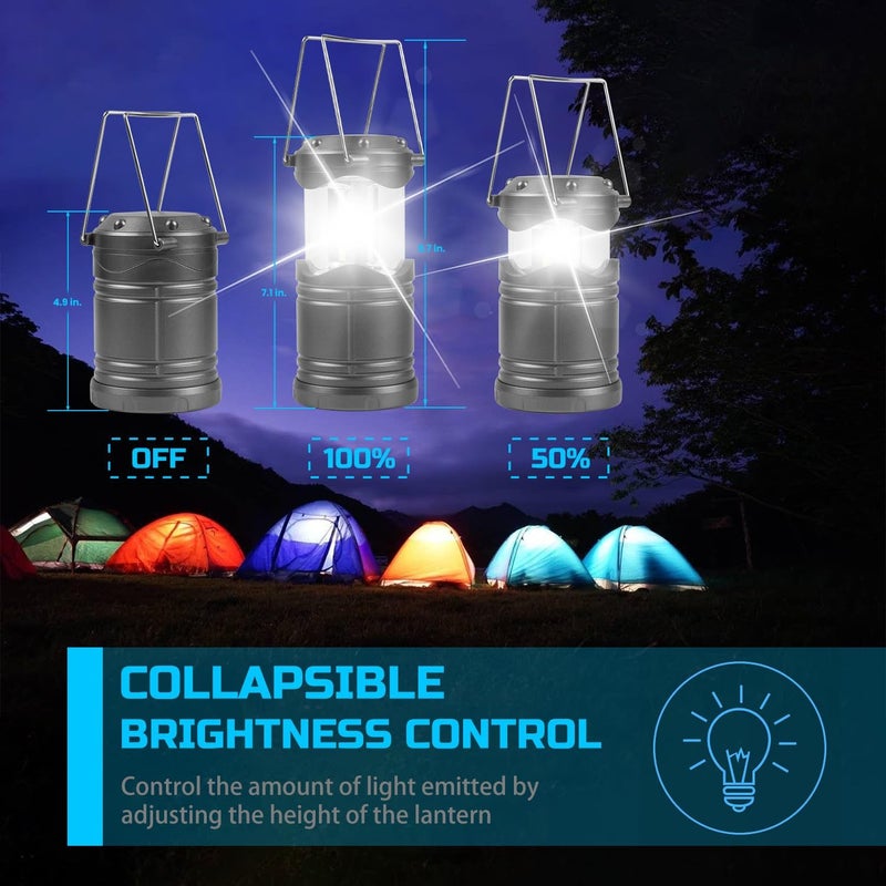 Lichamp LED Camping Lantern, 4 Pack Battery Powered Flashlight for Power Outages, Portable Collapsible Hanging Light Essential for Home, Outdoor, Emergency Lamp Survival Kit Gear for Hurricane, Gray - Image 4