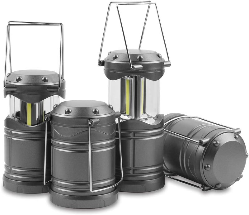 Lichamp LED Camping Lantern, 4 Pack Battery Powered Flashlight for Power Outages, Portable Collapsible Hanging Light Essential for Home, Outdoor, Emergency Lamp Survival Kit Gear for Hurricane, Gray - Image 1