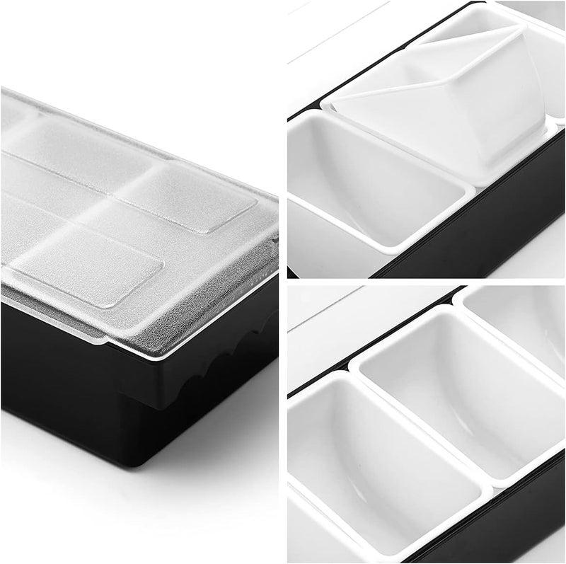 BEYLANG Ice Chilled Serving Tray Condiment Pots 5 Compartment Condiment Server Caddy (5 Compartments) - Image 3