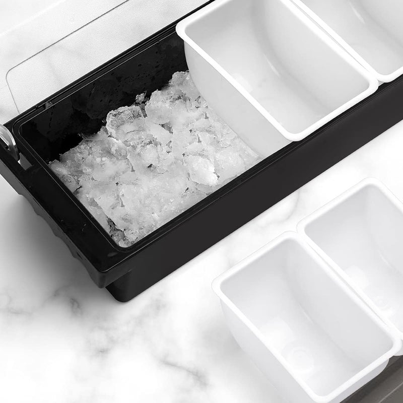 BEYLANG Ice Chilled Serving Tray Condiment Pots 5 Compartment Condiment Server Caddy (5 Compartments) - Image 4