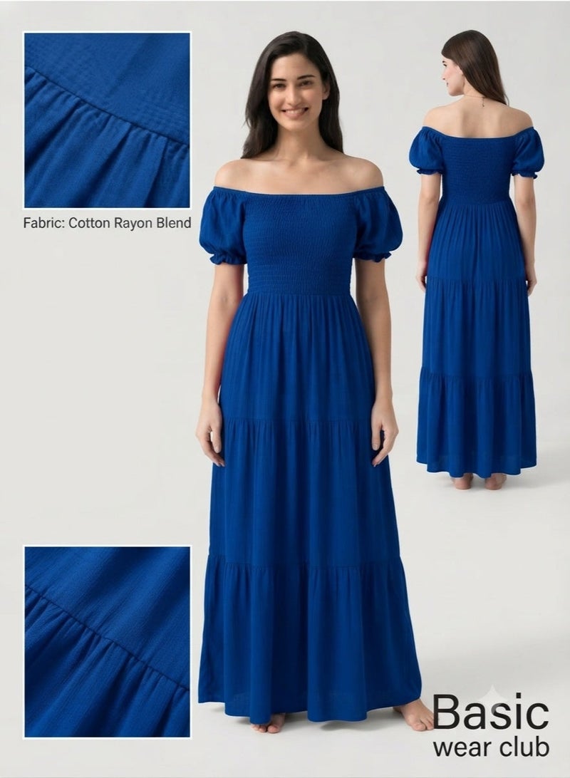 Basic wear club Women's Simple Tiered Long Dress - Image 1