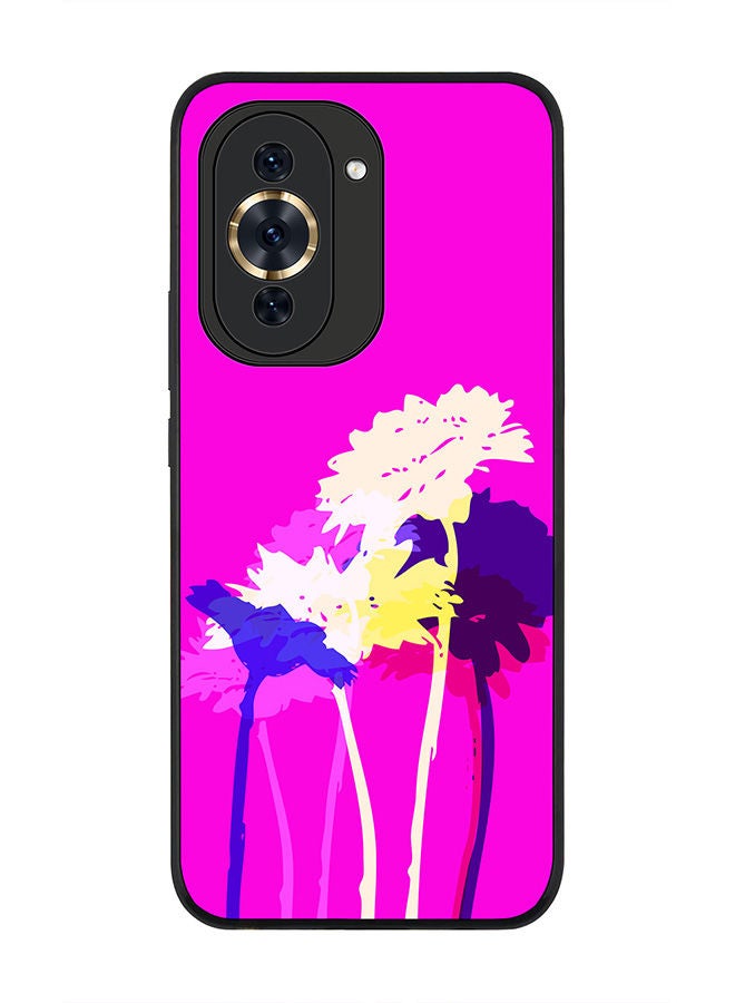 Stylizedd Rugged Black edge case for Huawei nova 10 4G Slim fit Soft Case Flexible Rubber Edges Anti Drop TPU Gel Thin Cover -  Bleeding Flowers (Pink) - Image 1