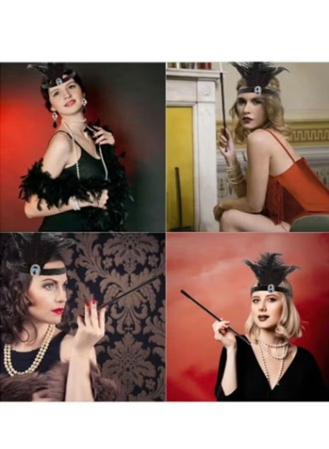 الضفدع الحقيقي طقم ملابس حفلات، طقم إكسسوارات نسائية من عشرينيات القرن الماضي، إكسسوارات حفلات تنكرية مع عصابة رأس وقفازات طويلة وقلادة من اللؤلؤ، إكسسوارات حفلات ذات طابع خاص - Image 3