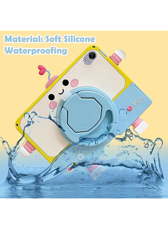 إيروريكس حافظة للأطفال متوافقة مع جهاز Huawei Matepad 11.5S 2024، غطاء لطيف للأطفال على شكل روبوت مع حامل قلم ومقبض خفيف الوزن مقاوم للصدمات مع حزام كتف ومقبض وحامل - Image 4