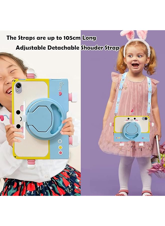 إيروريكس حافظة للأطفال متوافقة مع جهاز Huawei Matepad 11.5S 2024، غطاء لطيف للأطفال على شكل روبوت مع حامل قلم ومقبض خفيف الوزن مقاوم للصدمات مع حزام كتف ومقبض وحامل - Image 3