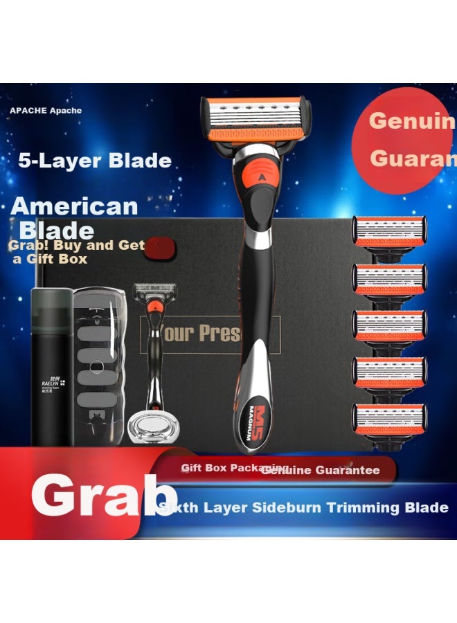 Apache Manual Shaving Razor With Imported Blades Traditional Shaver For Men Portable Birthday Gift For Father's Day - Image 1