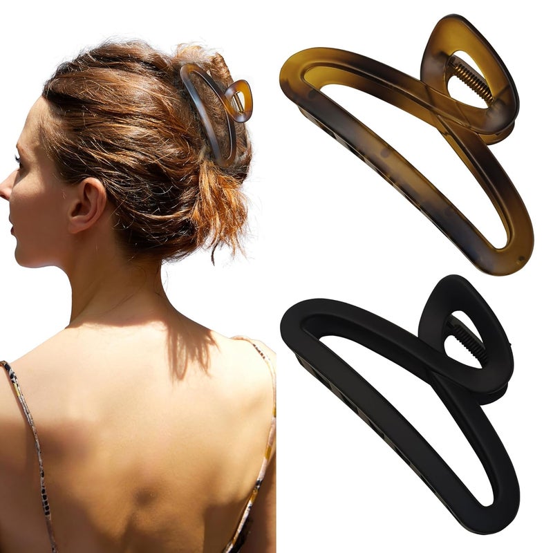 Nalodu Large Hair Claw Clips, 4.3 Inch Non-Slip Big Unbreakable Hair Clip Matte Hair Claws for Women Long Thick Curly Hair, 2 Pack - Image 1