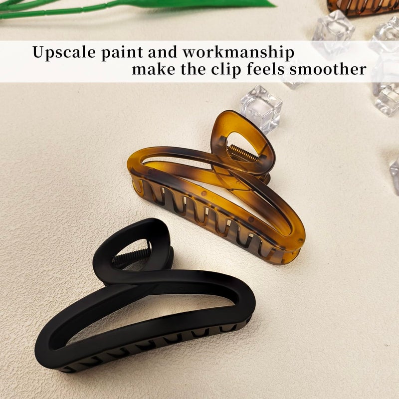 Nalodu Large Hair Claw Clips, 4.3 Inch Non-Slip Big Unbreakable Hair Clip Matte Hair Claws for Women Long Thick Curly Hair, 2 Pack - Image 5
