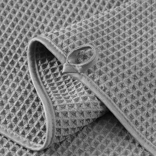 Microfiber Waffle Hand Towels, 4 Pieces, Soft, Absorbent, Fast Drying, Lint Free 430 GSM (Gray) - Image 3