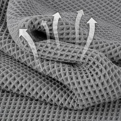 Microfiber Waffle Hand Towels, 4 Pieces, Soft, Absorbent, Fast Drying, Lint Free 430 GSM (Gray) - Image 2