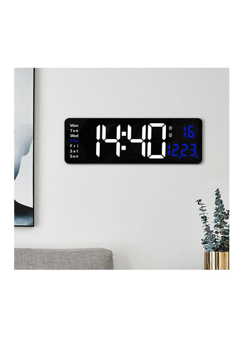 XICEN - Digital Wall Clock, 16 Inch LED Big Display with Indoor Temperature Calendar Wireless Remote Control Adjustable Brightness Plug in for Living Room Kitchen Bedroom - Image 1